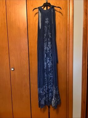 MSK Navy Floral Halter Maxi Dress